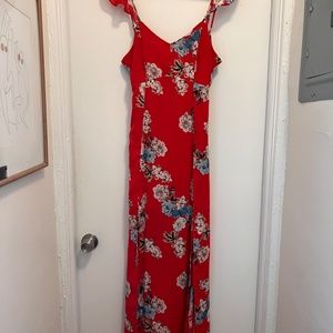 Entro Red Floral Maxi Dress - Size M